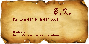Buncsák Károly névjegykártya